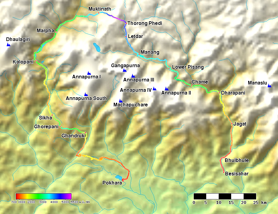 Karte der Annapurna-Region