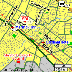 Map of Menlo Park and Palo Alto